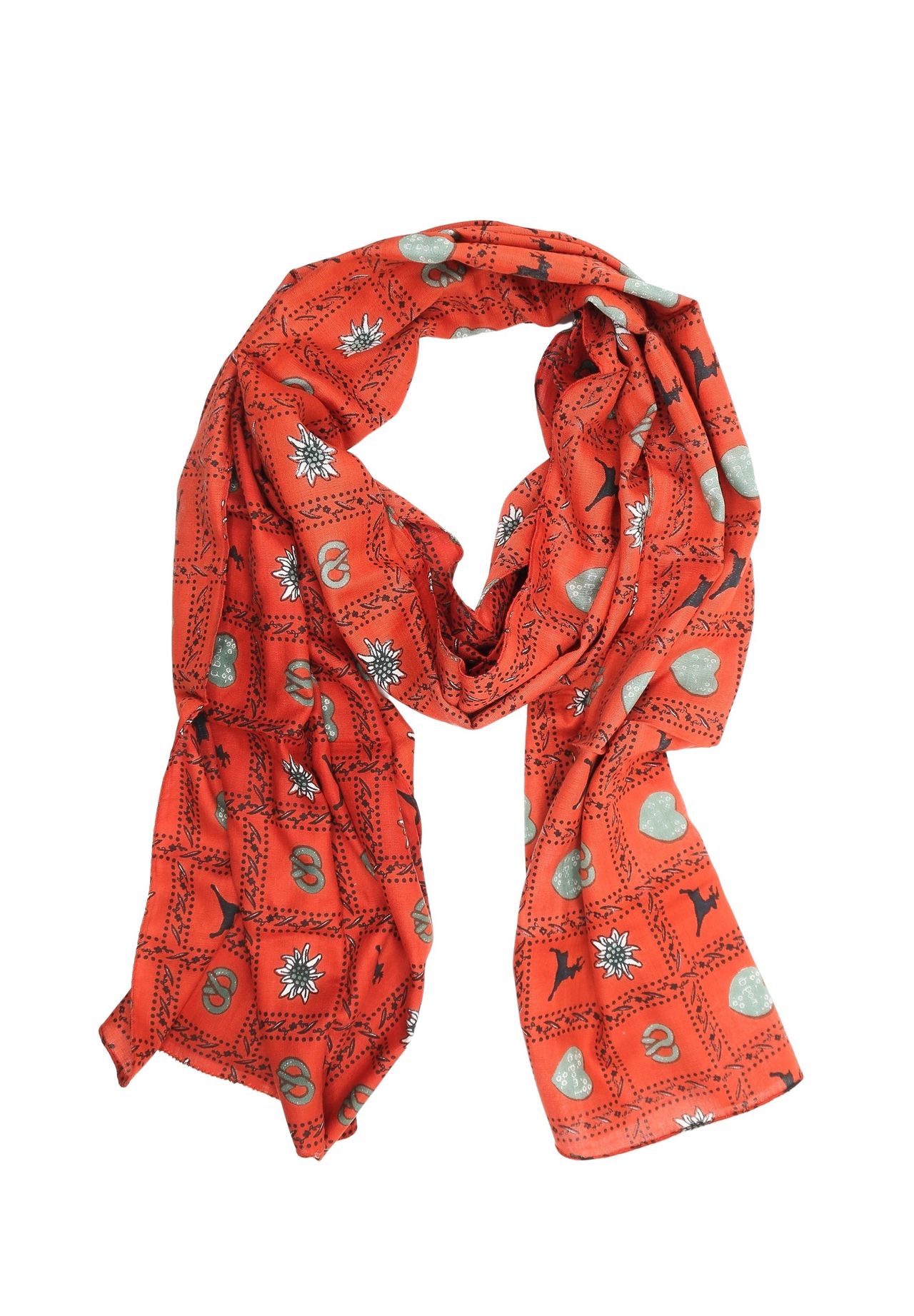 Традиционный элегантный традиционный шарф с эдельвейсом, кренделями, оленями Allgäu Rebell, красный
Традиционный элегантный традиционный шарф с эдельвейсом, кренделями, оленями Allgäu Rebell, красный