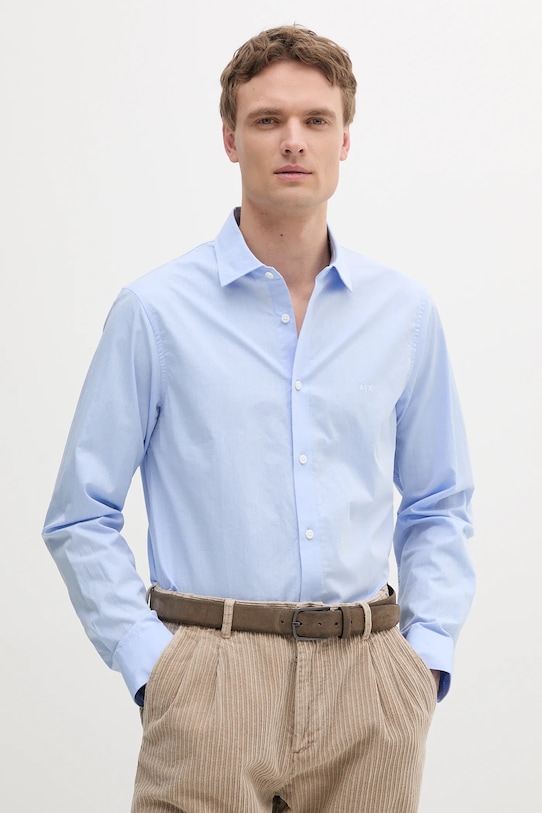 Хлопковая рубашка Armani Exchange, синий 
Хлопковая рубашка Armani Exchange, синий