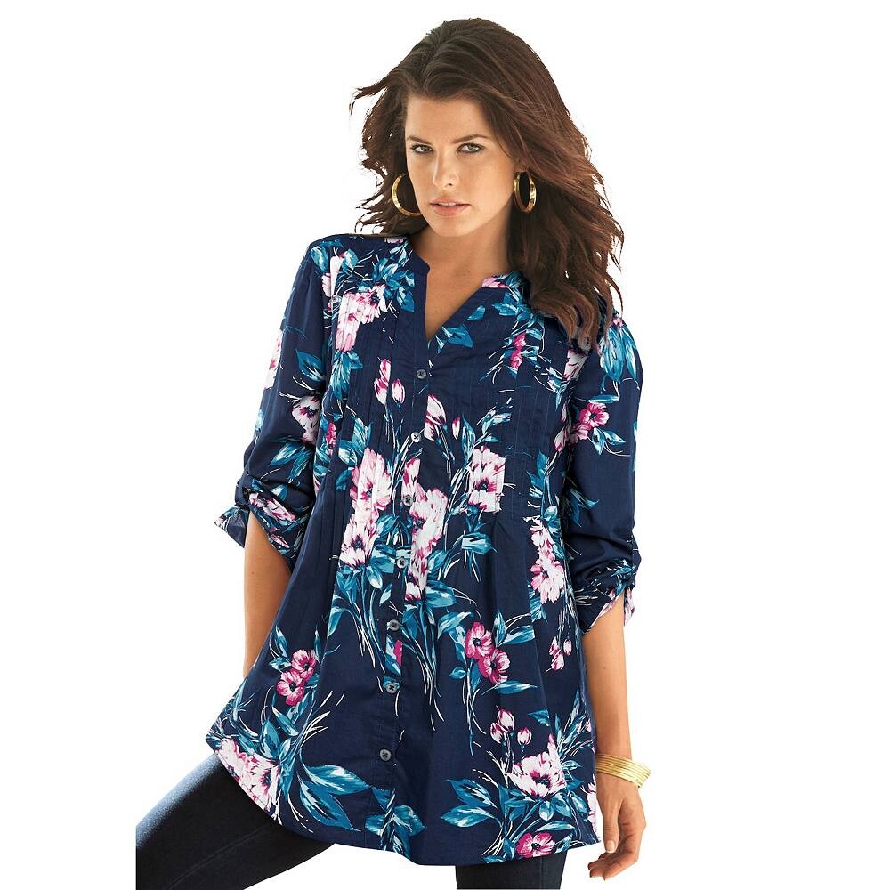 Женская большая рубашка больших размеров с цветочным принтом Roaman's, цвет Navy Vintage Bouquet
Женская большая рубашка больших размеров с цветочным принтом Roaman's, цвет Navy Vintage Bouquet