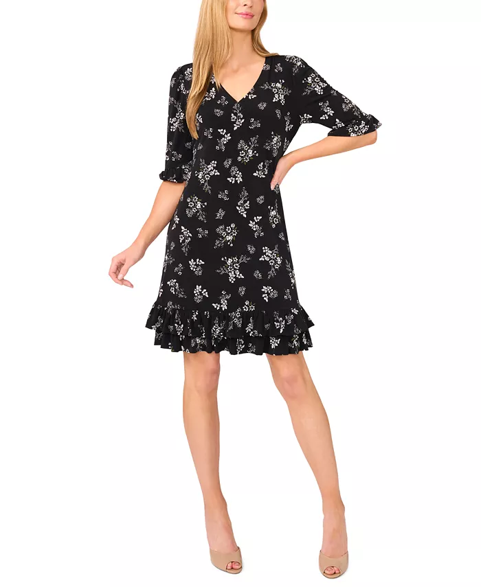 Платье-трапеция с V-образным вырезом и многоуровневыми оборками CeCe, черный
Платье-трапеция с V-образным вырезом и многоуровневыми оборками CeCe, черный