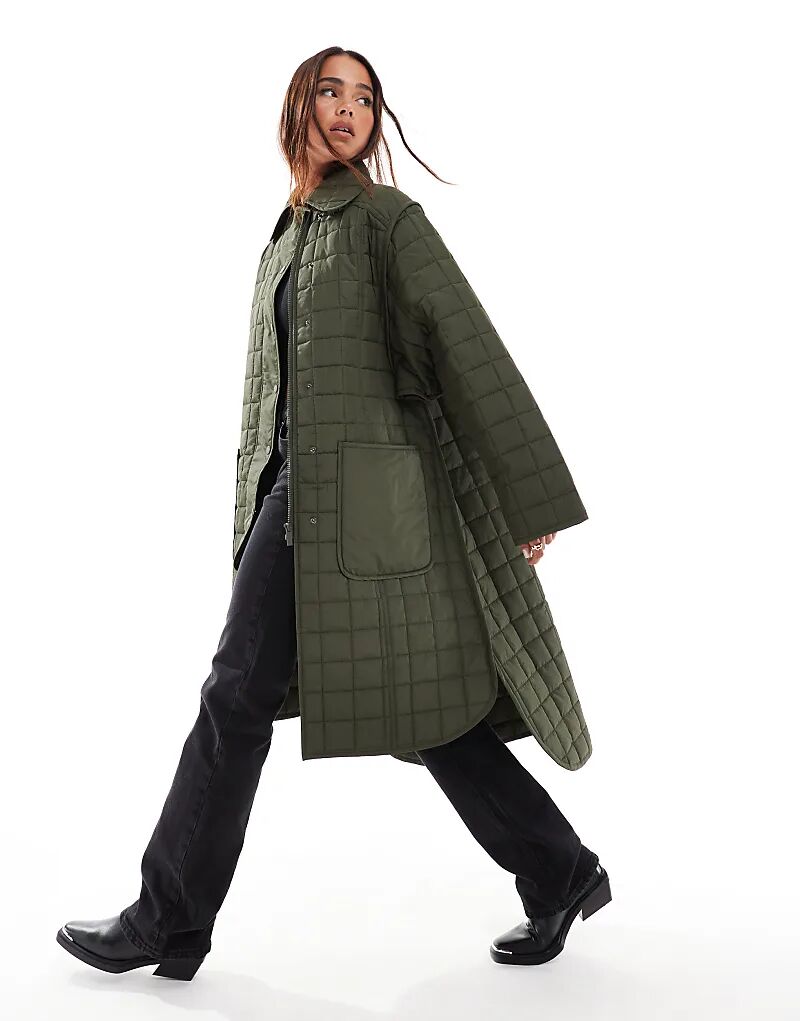 Стеганая удлиненная куртка цвета хаки French Connection
Стеганая удлиненная куртка цвета хаки French Connection