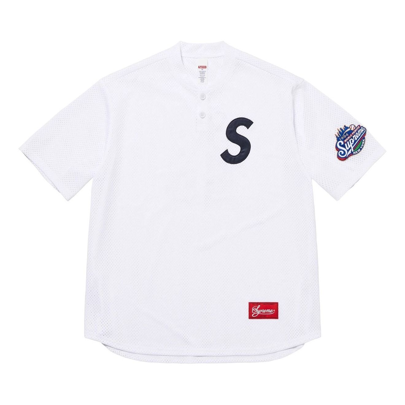 Бейсбольная футболка-поло Supreme с логотипом S, белая
Бейсбольная футболка-поло Supreme с логотипом S, белая