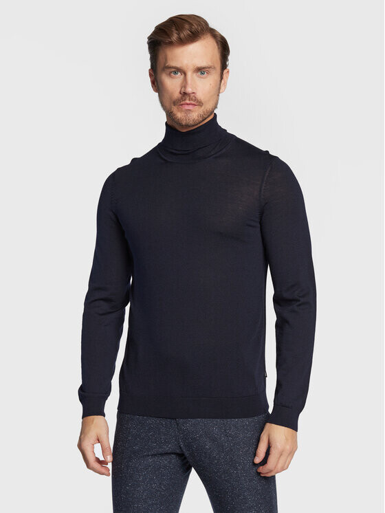 Свитер с высоким воротником приталенного кроя Boss, синий
Свитер с высоким воротником приталенного кроя Boss, синий