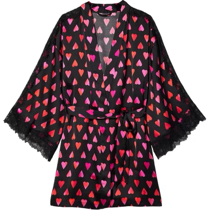 Пижамный халат женский с черным принтом в виде сердца Victoria's Secret
Пижамный халат женский с черным принтом в виде сердца Victoria's Secret