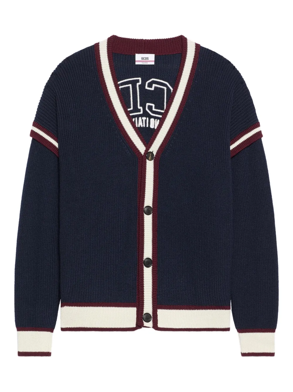 Кардиган на пуговицах с полосатыми деталями Gcds, синий
Кардиган на пуговицах с полосатыми деталями Gcds, синий