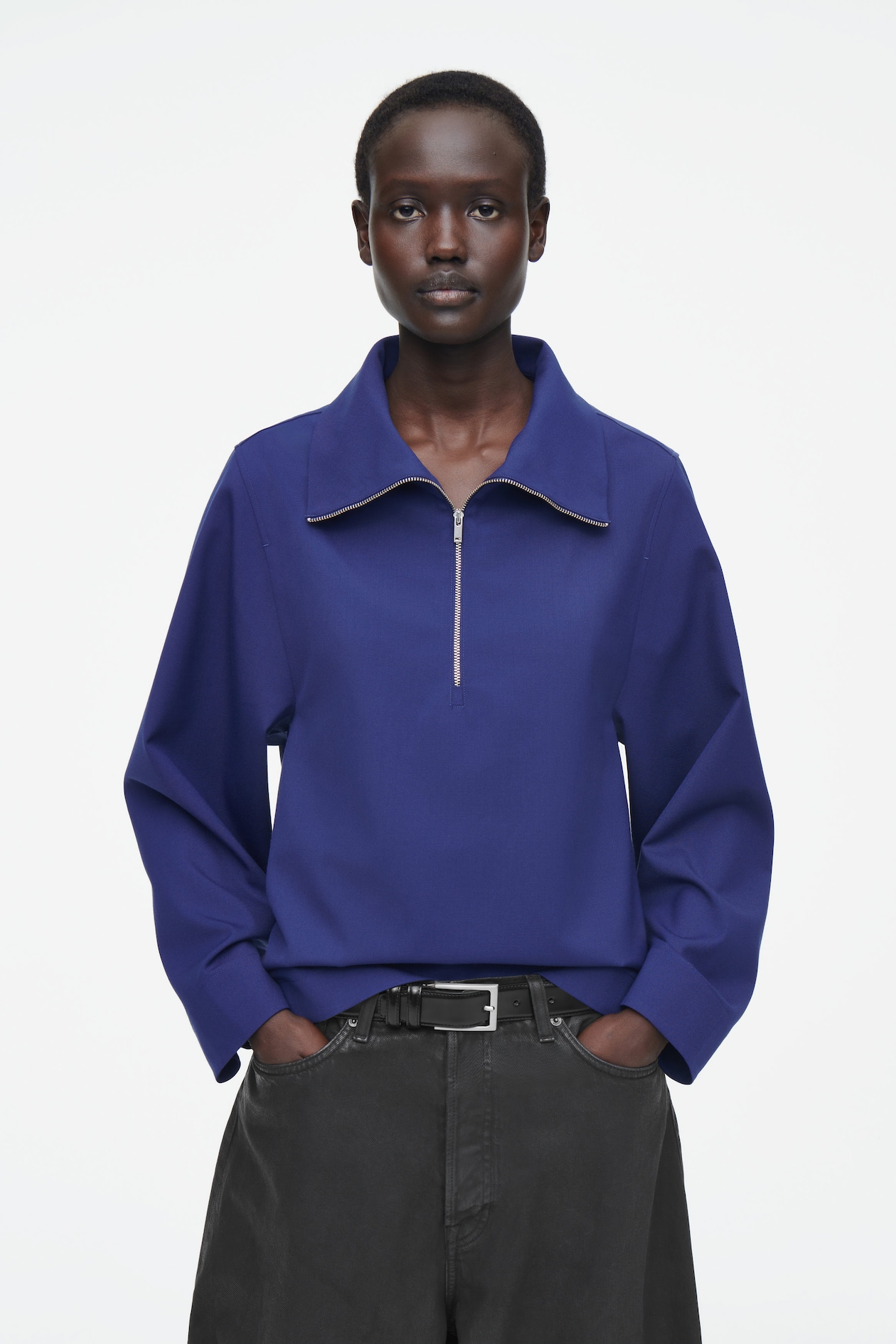 Блузка из смесовой шерсти на молнии COS, синий
Блузка из смесовой шерсти на молнии COS, синий