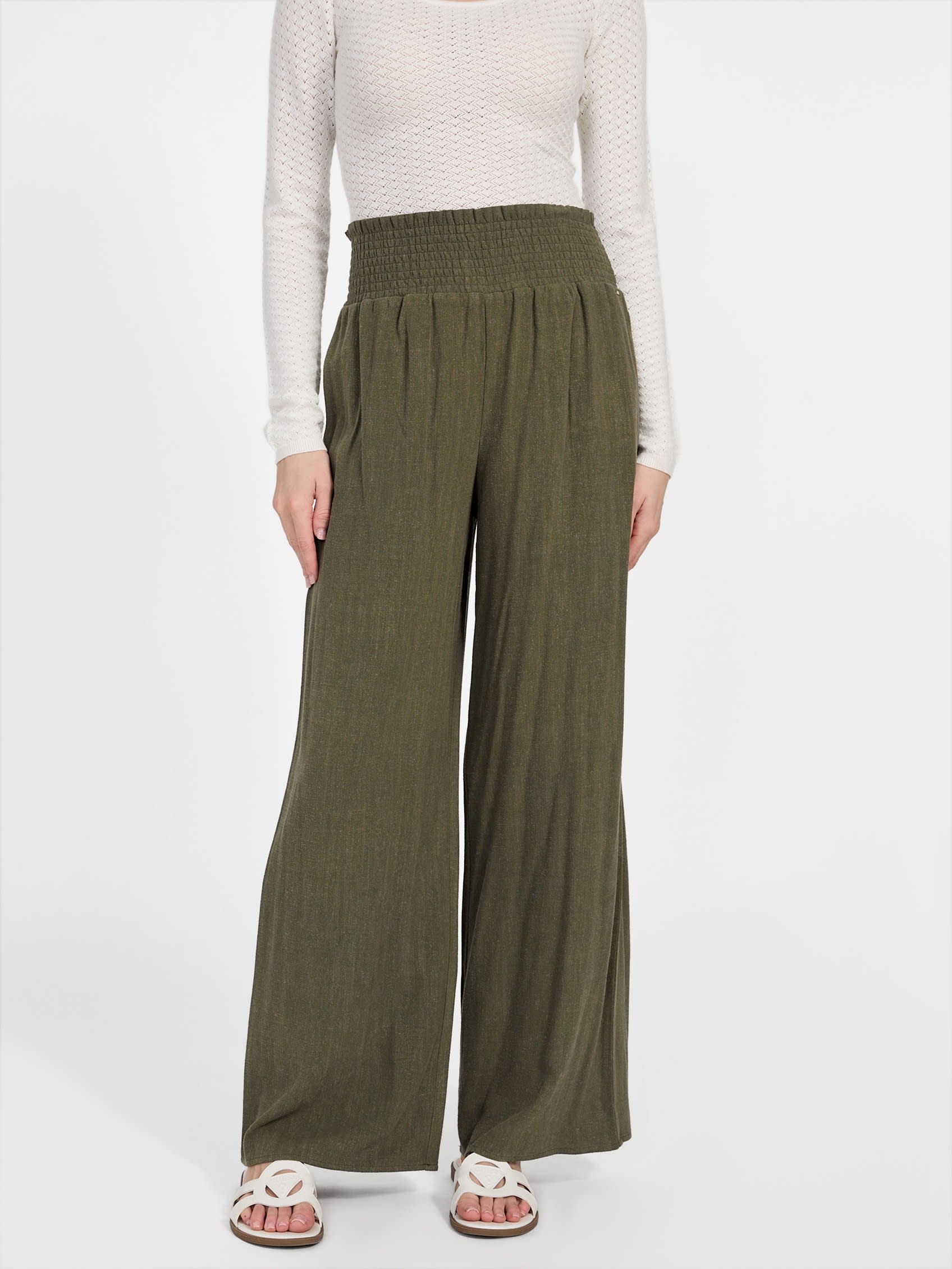 Брюки-палаццо Harper из льняной смеси Guess Factory, цвет dusty oliver
Брюки-палаццо Harper из льняной смеси Guess Factory, цвет dusty oliver