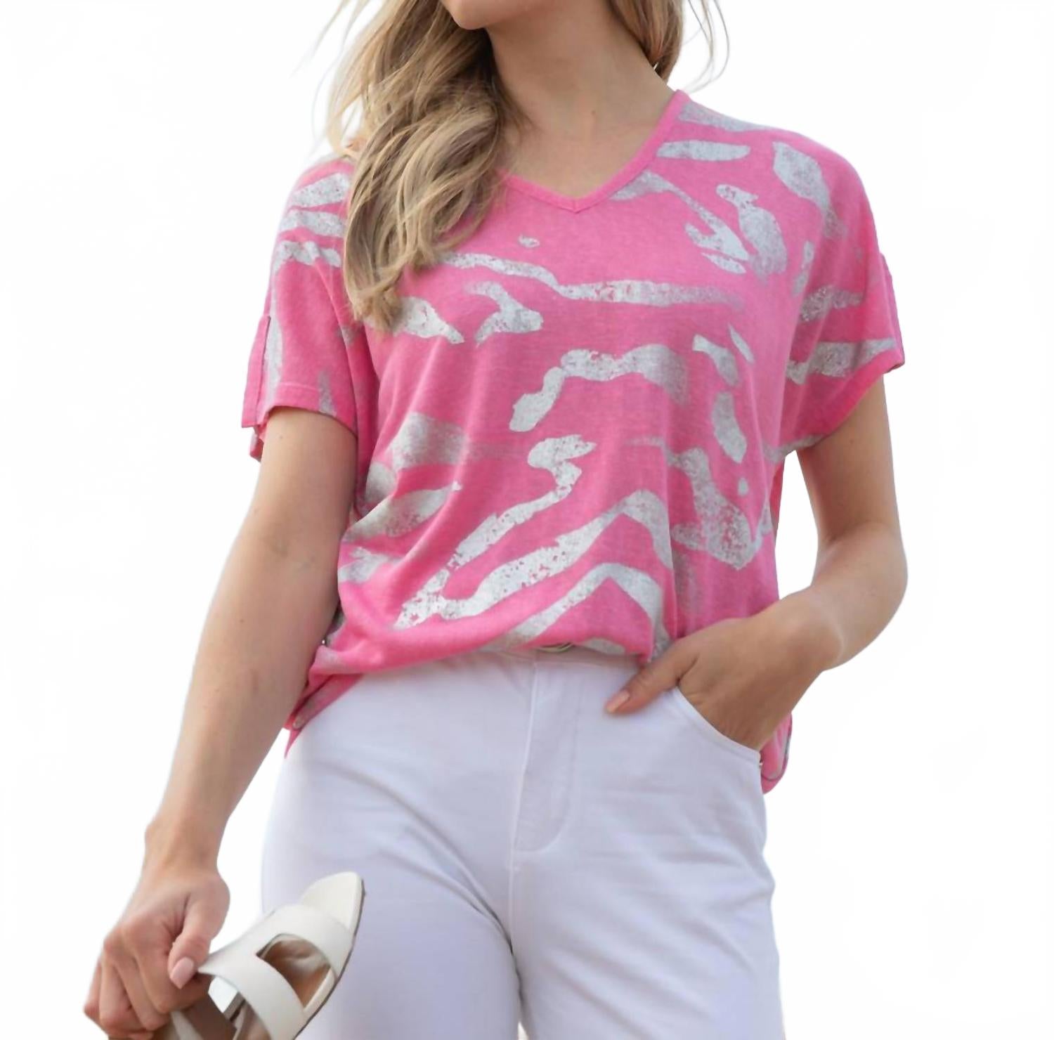 Зебра V-образный вырез топ в розовом MARBLE
Зебра V-образный вырез топ в розовом MARBLE