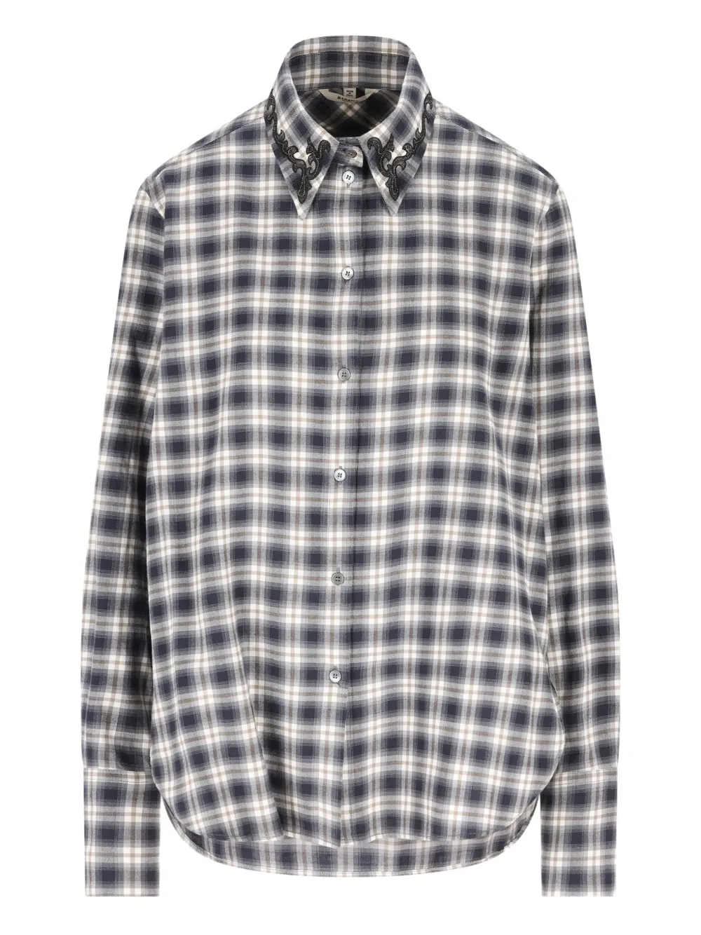 Рубашка в клетку с вышитым воротником Barena, черный
Рубашка в клетку с вышитым воротником Barena, черный