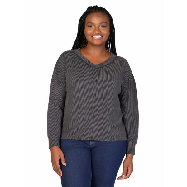 Свободный вязаный свитер с V-образным вырезом и резинкой больших размеров 24Seven Comfort Apparel, черный
Свободный вязаный свитер с V-образным вырезом и резинкой больших размеров 24Seven Comfort Apparel, черный