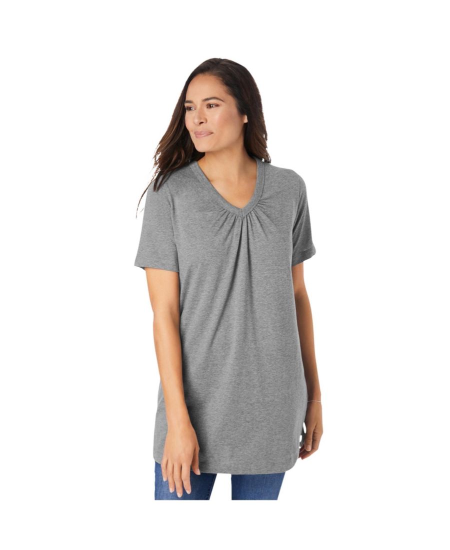 Туника с короткими рукавами и V-образным вырезом от Plus Size Within Perfect Woman Within, Classic medium heather grey
Туника с короткими рукавами и V-образным вырезом от Plus Size Within Perfect Woman Within, Classic medium heather grey