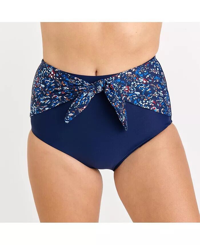 Плавки бикини больших размеров с высокой талией и завязкой спереди Calypsa, мультиколор