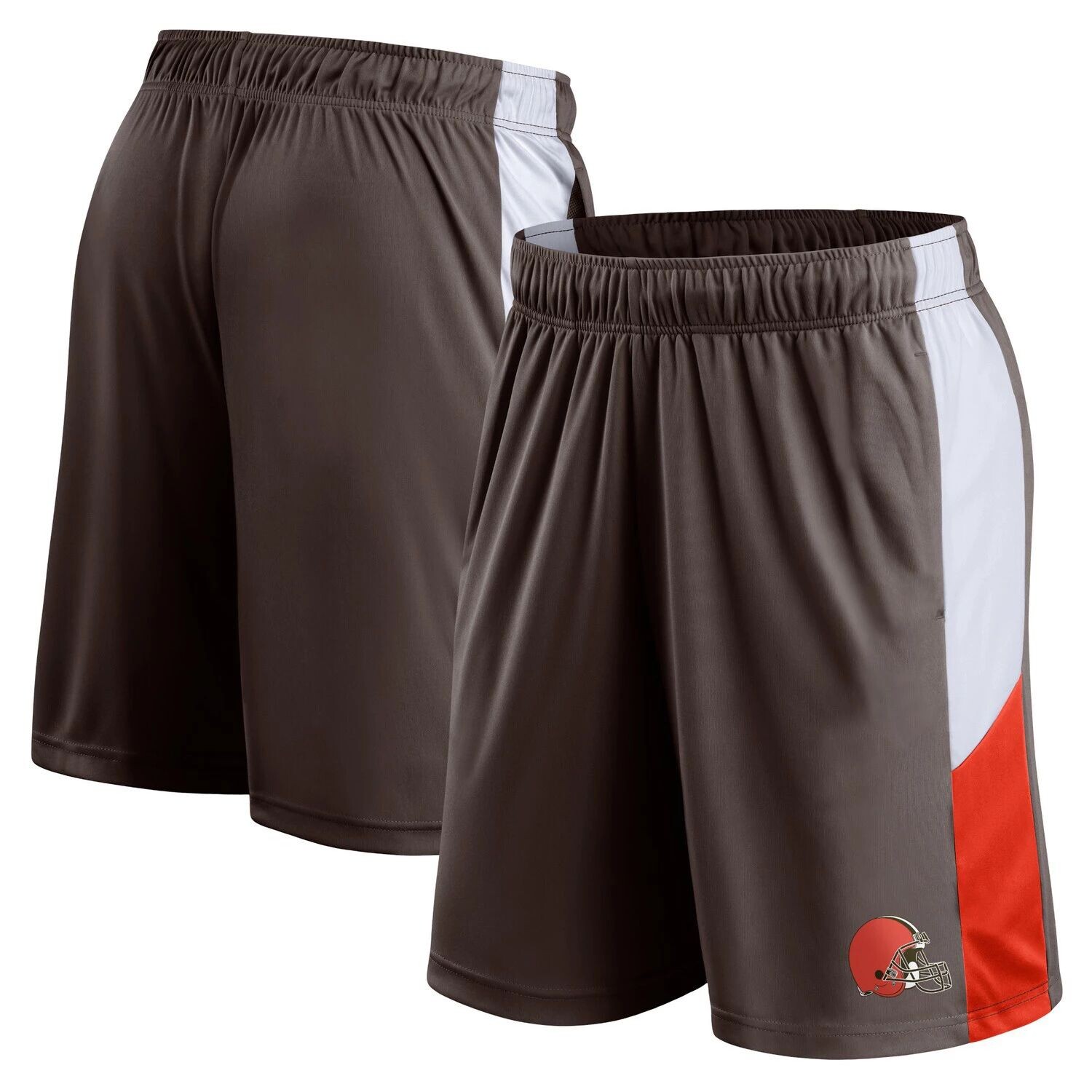 Мужские фирменные коричневые шорты Cleveland Browns Prep с цветными блоками Fanatics 
Мужские фирменные коричневые шорты Cleveland Browns Prep с цветными блоками Fanatics