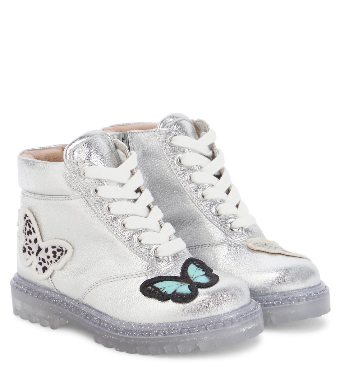 Кожаные военные ботинки Tia Sophia Webster Mini, Silver & Melange
Кожаные военные ботинки Tia Sophia Webster Mini, Silver & Melange