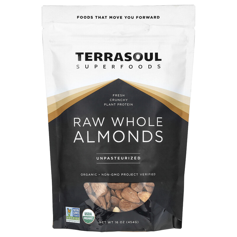 Terrasoul Superfoods, необработанный цельный миндаль, непастеризованный, 454 г (16 унций)
Terrasoul Superfoods, необработанный цельный миндаль, непастеризованный, 454 г (16 унций)