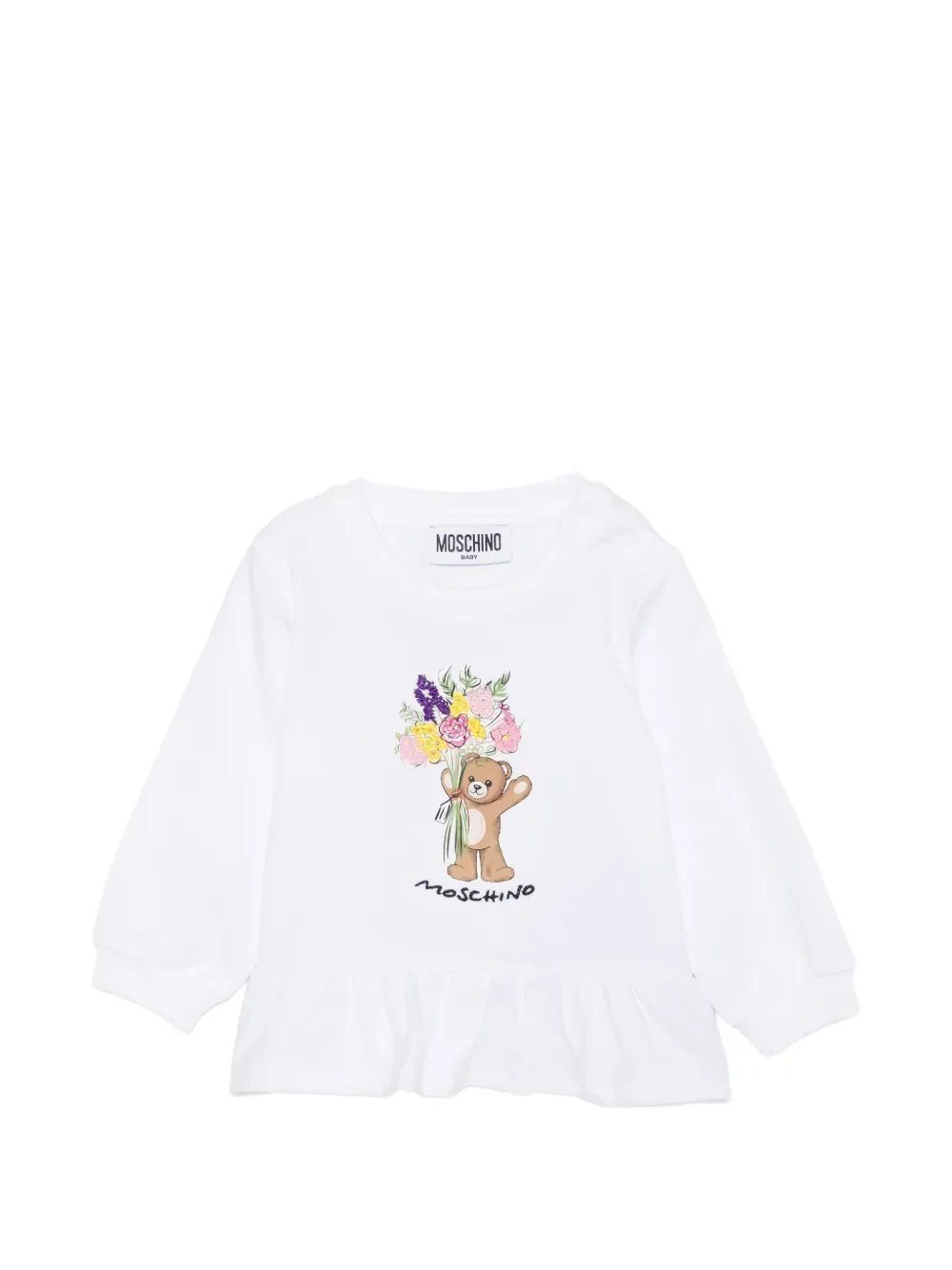 Топ с оборками и мишкой Moschino Kids, белый
Топ с оборками и мишкой Moschino Kids, белый