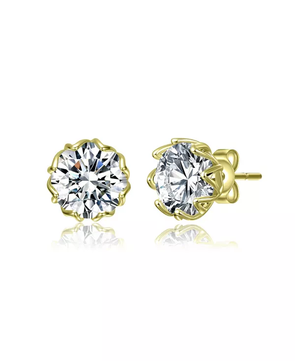 Круглые серьги-гвоздики из стерлингового серебра с прозрачными кубическими цирконами Genevive, gold
Круглые серьги-гвоздики из стерлингового серебра с прозрачными кубическими цирконами Genevive, gold