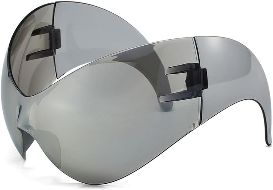 Большие спортивные солнцезащитные очки в стиле панк для женщин и мужчин, в стиле стимпанк, цельные солнцезащитные очки без оправы, «кошачий глаз», защита от ультрафиолета UV400 WNCKSQ, C2 Silver
Большие спортивные солнцезащитные очки в стиле панк для женщин и мужчин, в стиле стимпанк, цельные солнцезащитные очки без оправы, «кошачий глаз», защита от ультрафиолета UV400 WNCKSQ, C2 Silver