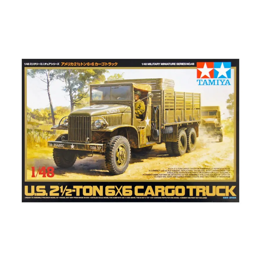 Грузовой грузовик 6x6, 2,5 тонны, США, Military Model (1:48) (Tamiya)
Грузовой грузовик 6x6, 2,5 тонны, США, Military Model (1:48) (Tamiya)