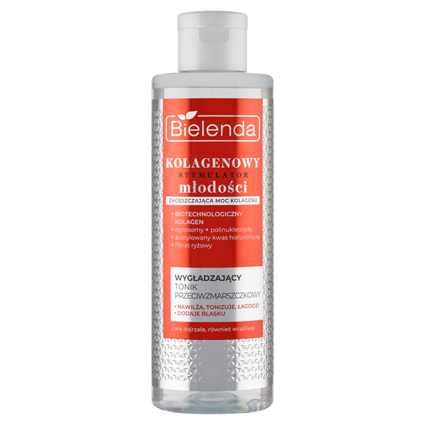 Разглаживающий тоник для лица против морщин, 200 мл Bielenda Kolagenowy stymulator młodości
Разглаживающий тоник для лица против морщин, 200 мл Bielenda Kolagenowy stymulator młodości