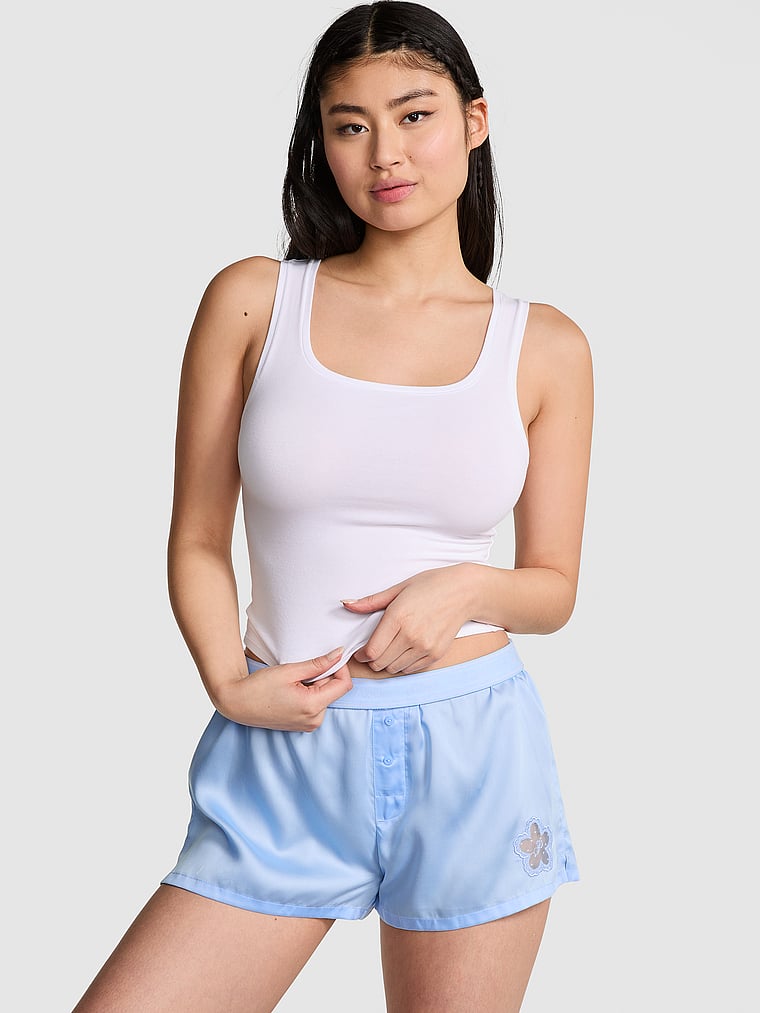 Шелковые свободные пижамные шорты для сна Pink, lyocell blue dancer daisy patch
Шелковые свободные пижамные шорты для сна Pink, lyocell blue dancer daisy patch