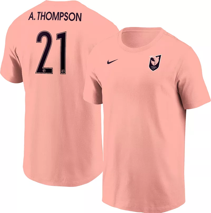 Розовая футболка Nike Adult Angel City FC Alyssa Thompson #21
Розовая футболка Nike Adult Angel City FC Alyssa Thompson #21