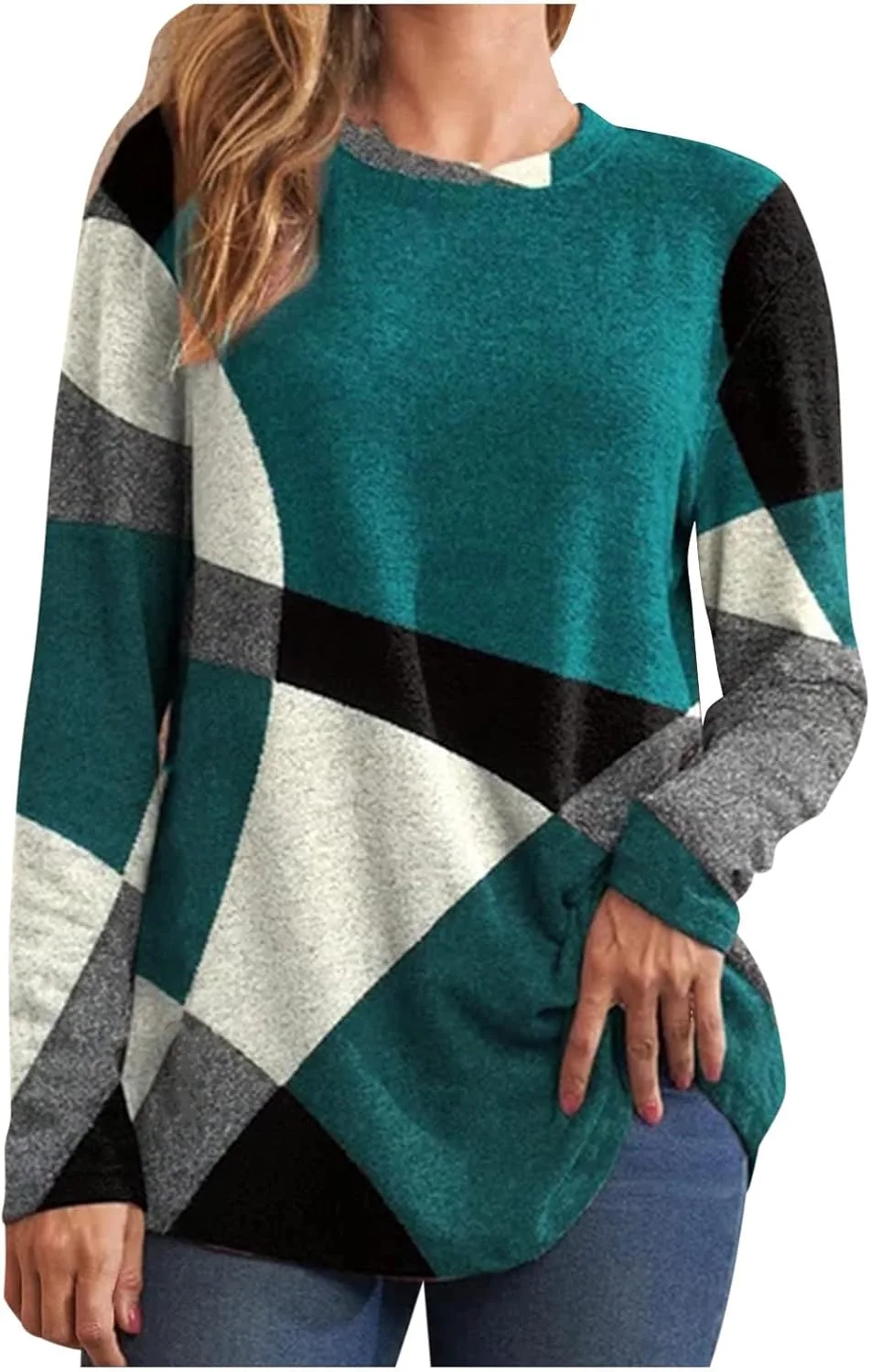 Весенняя блузка для женщин с геометрическим принтом, длинным рукавом и свободным кроем
Весенняя блузка для женщин с геометрическим принтом, длинным рукавом и свободным кроем