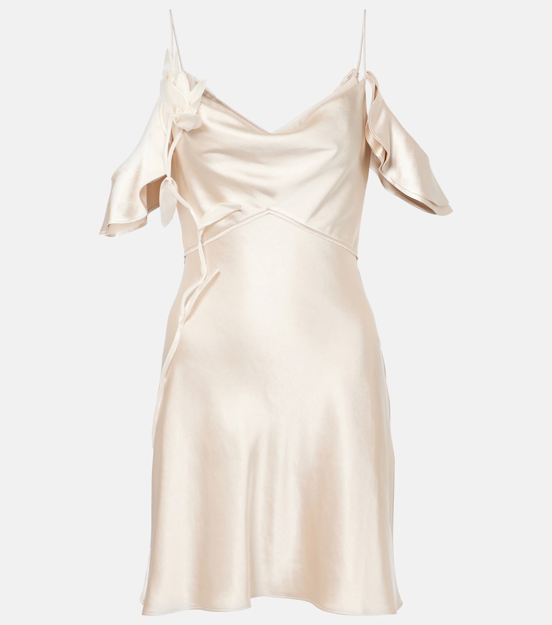 Мини-платье из сатина с рюшами и цветочной аппликацией Self-Portrait, Champagne
Мини-платье из сатина с рюшами и цветочной аппликацией Self-Portrait, Champagne