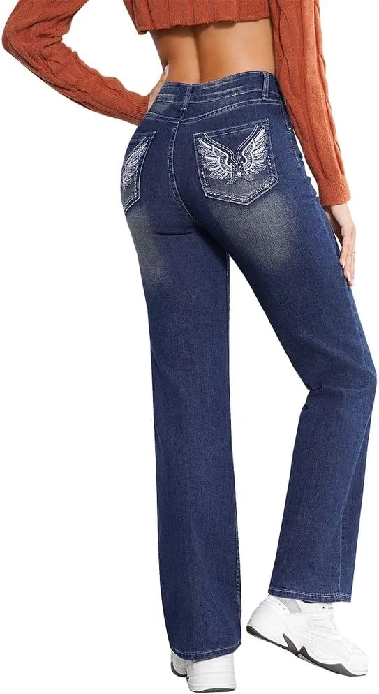 Женские джинсы с высокой талией и расклешенными штанинами, в стиле винтаж, с вышивкой на карманах TACSTRUN
Женские джинсы с высокой талией и расклешенными штанинами, в стиле винтаж, с вышивкой на карманах TACSTRUN