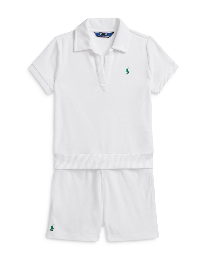 Комплект из махровой рубашки поло и шорт для девочек - Big Kid Ralph Lauren, белый
Комплект из махровой рубашки поло и шорт для девочек - Big Kid Ralph Lauren, белый