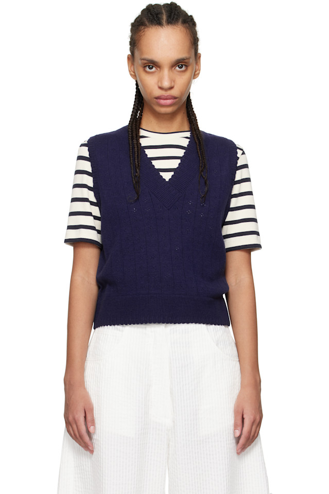 Вязаный жилет из мериносовой шерсти Pointelle Cordera, синий
Вязаный жилет из мериносовой шерсти Pointelle Cordera, синий