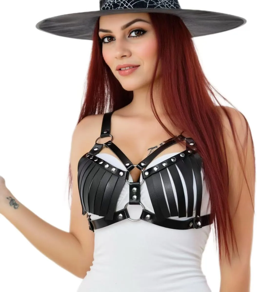 Женский бикини-бра Punk PU Leather с бахромой на бретелях CAZEOUU
Женский бикини-бра Punk PU Leather с бахромой на бретелях CAZEOUU