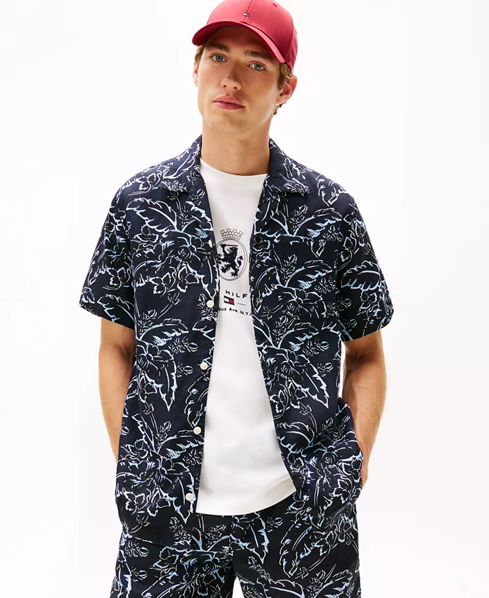 Мужская льняная рубашка с коротким рукавом и принтом на пуговицах Tommy Hilfiger, синий
Мужская льняная рубашка с коротким рукавом и принтом на пуговицах Tommy Hilfiger, синий