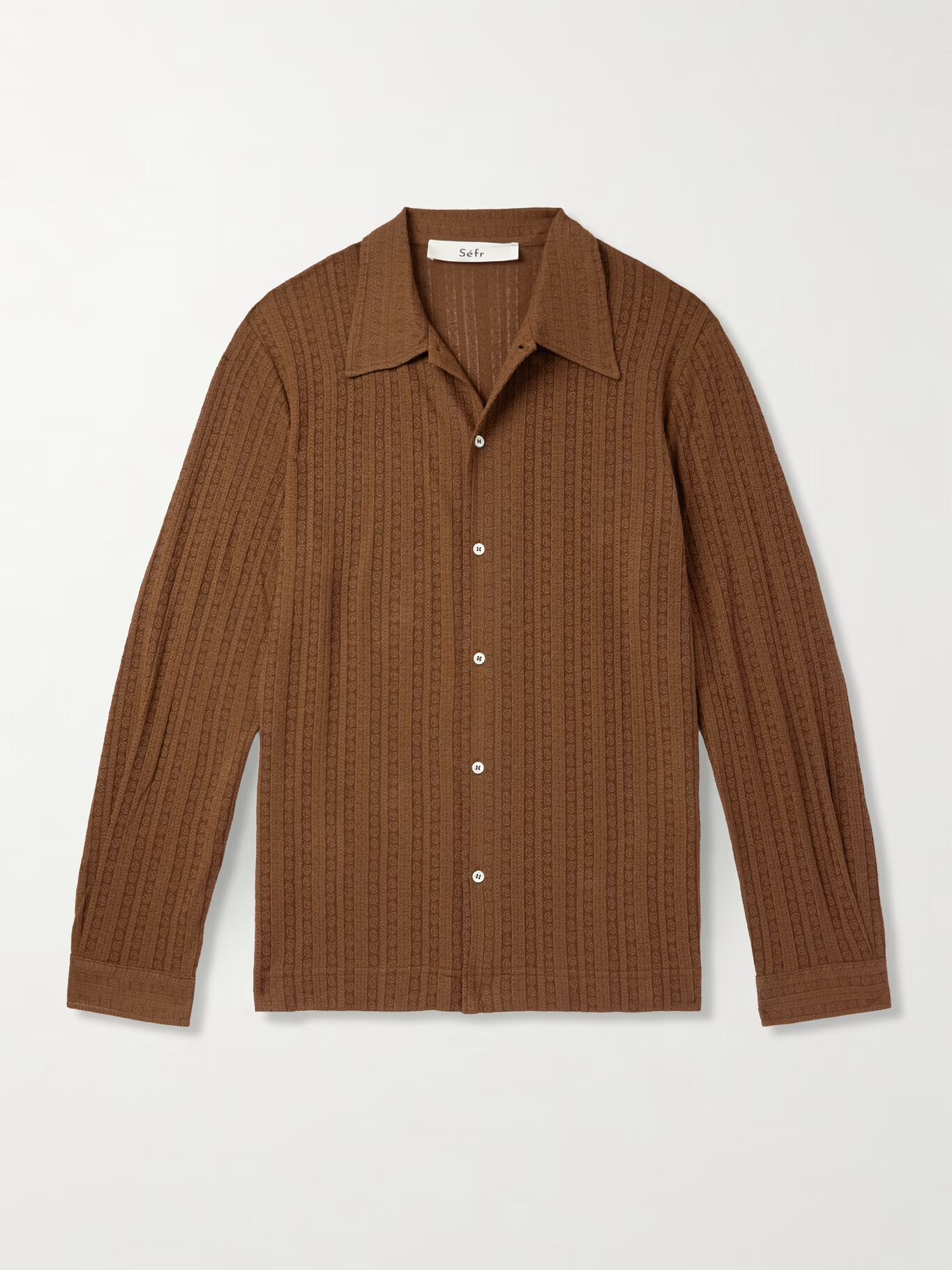 Рубашка Ripley Camp-Collar Pointelle-Knit из органического хлопка с добавлением смесового материала SÉFR, коричневый
Рубашка Ripley Camp-Collar Pointelle-Knit из органического хлопка с добавлением смесового материала SÉFR, коричневый
