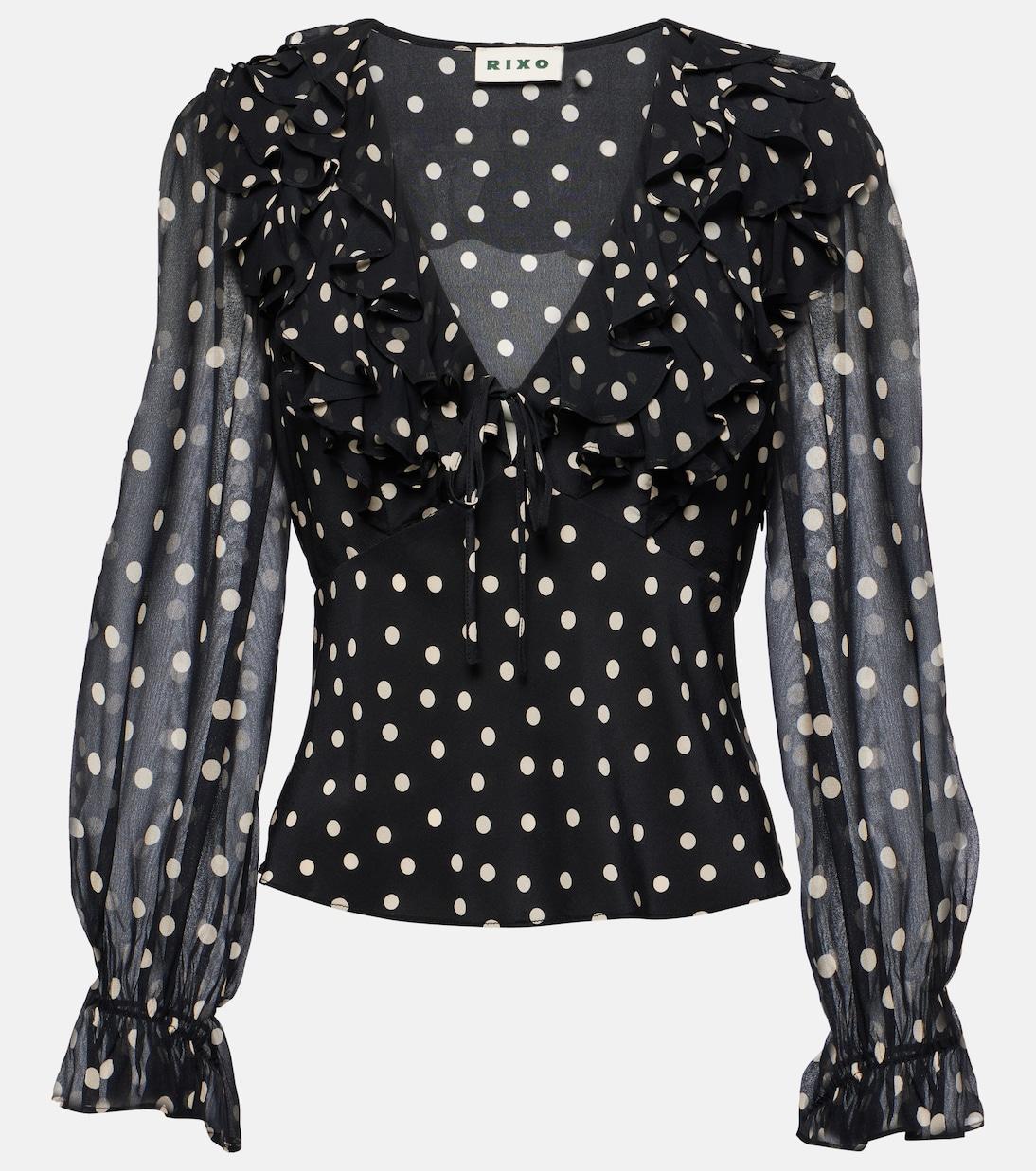 Шелковая блузка с оборками Lasca Rixo, Bohemia Spot Black
Шелковая блузка с оборками Lasca Rixo, Bohemia Spot Black