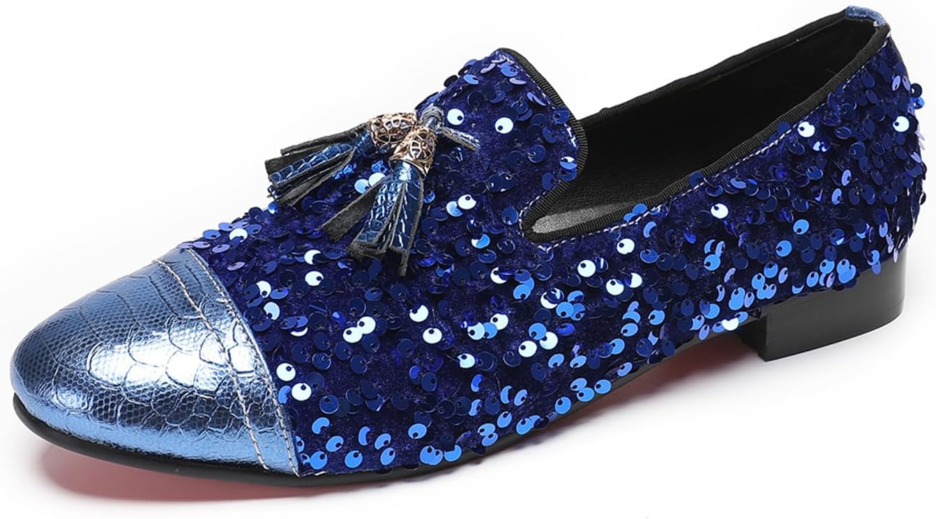 Мужские слипоны Santimon, повседневные блестящие лоферы - настоящие кожаные мокасины в западном стиле с пайетками и кисточками для свадьбы и выпускного вечера, синий
Мужские слипоны Santimon, повседневные блестящие лоферы - настоящие кожаные мокасины в западном стиле с пайетками и кисточками для свадьбы и выпускного вечера, синий