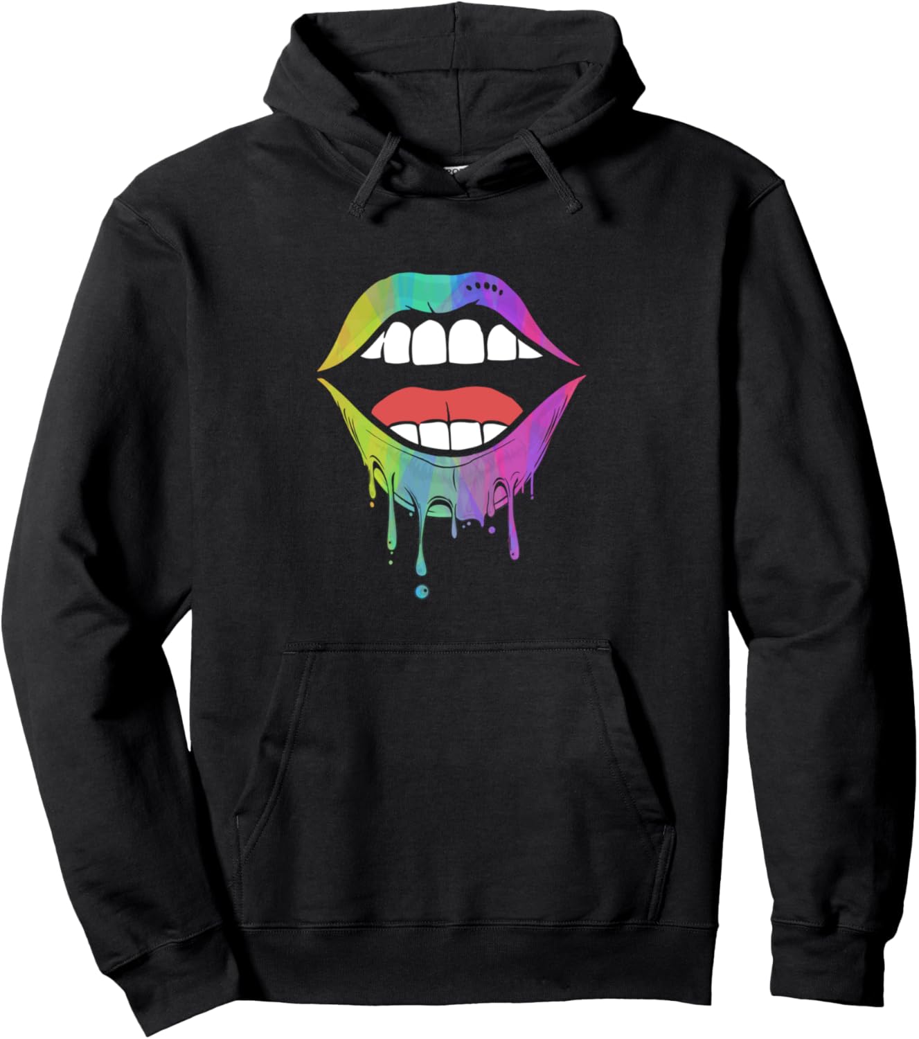 Яркий дизайн рта в виде радуги, стекающей с лица. Худи Vibrant Rainbow Lips Expressive Art, черный
Яркий дизайн рта в виде радуги, стекающей с лица. Худи Vibrant Rainbow Lips Expressive Art, черный
