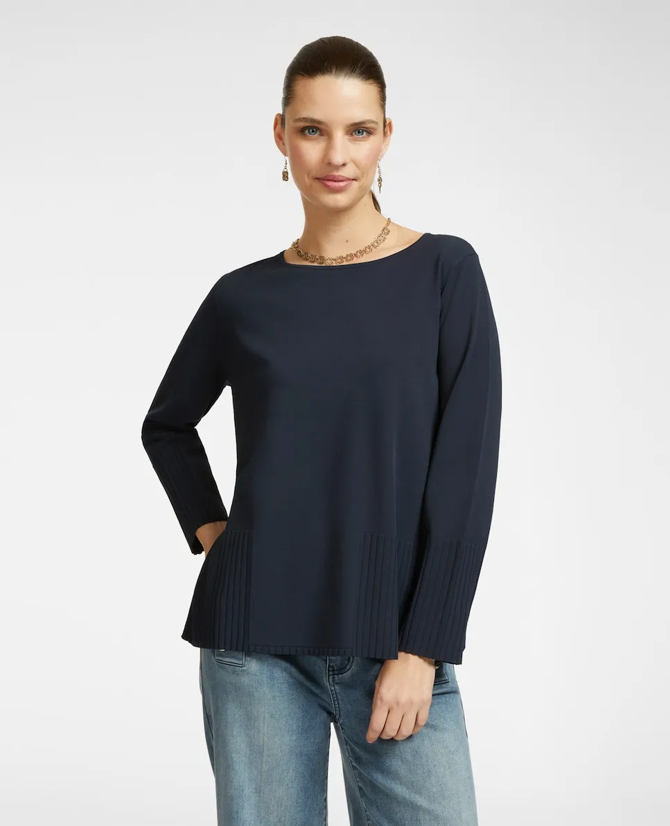 Женский однотонный джемпер с рубчатыми деталями Elena Miró, темно-синий
Женский однотонный джемпер с рубчатыми деталями Elena Miró, темно-синий