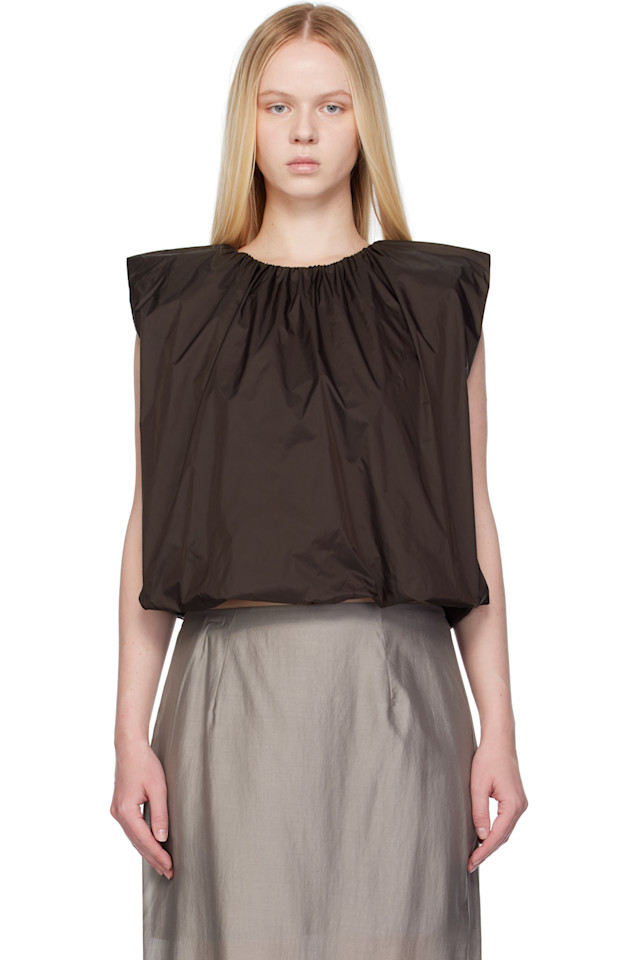 Нейлоновый топ с объемными сборками Amomento, коричневый
Нейлоновый топ с объемными сборками Amomento, коричневый