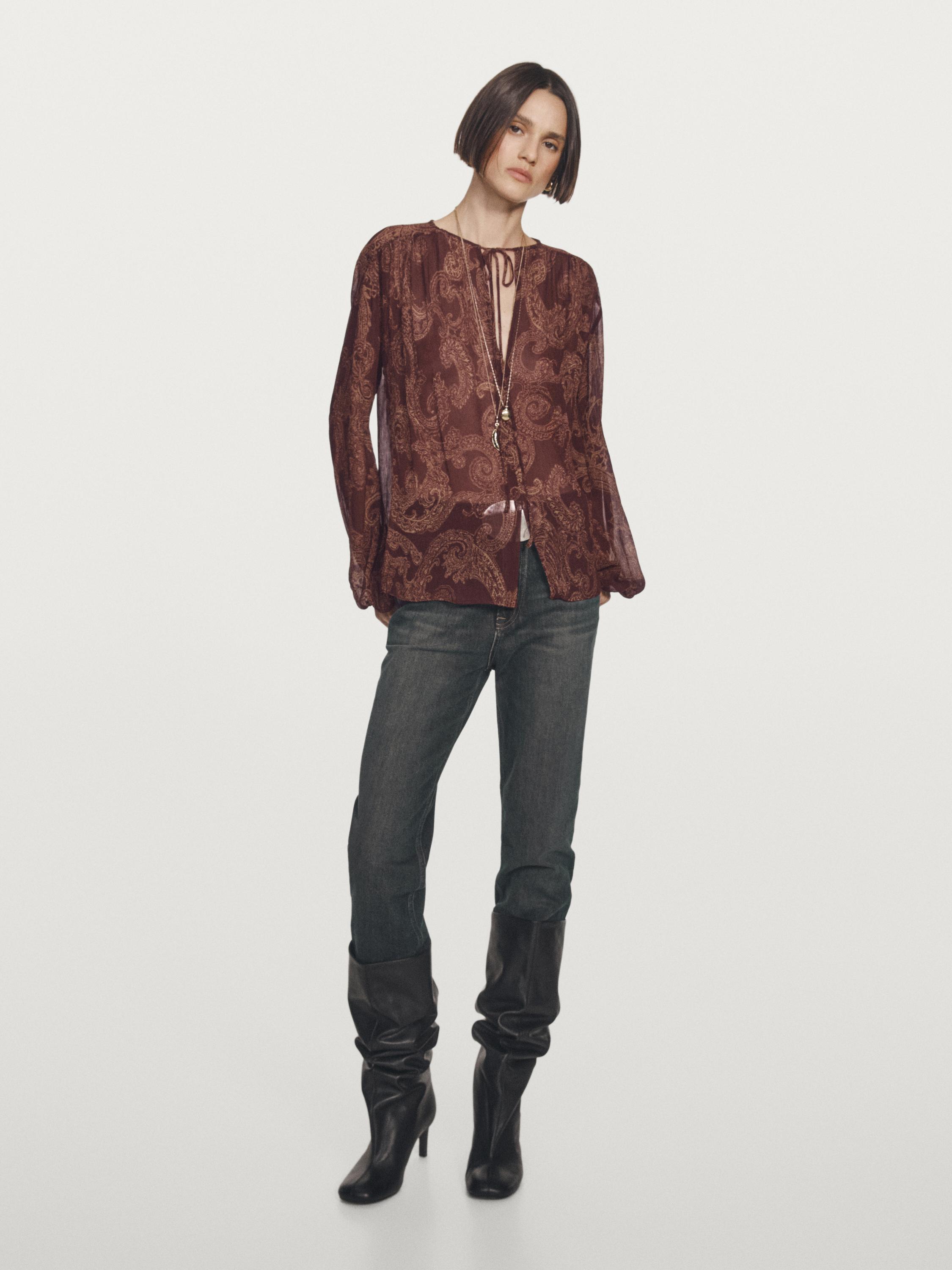 Струящаяся блузка с принтом пейсли Massimo Dutti, бургундия
Струящаяся блузка с принтом пейсли Massimo Dutti, бургундия