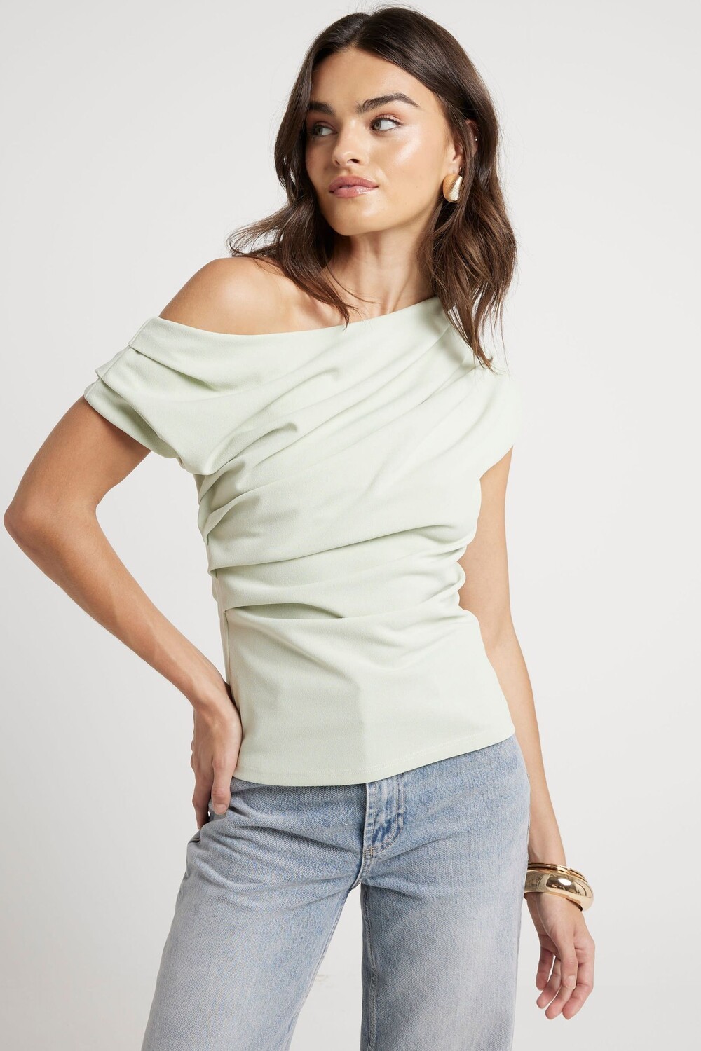 Верх с драпировкой на плечах River Island, белый
Верх с драпировкой на плечах River Island, белый