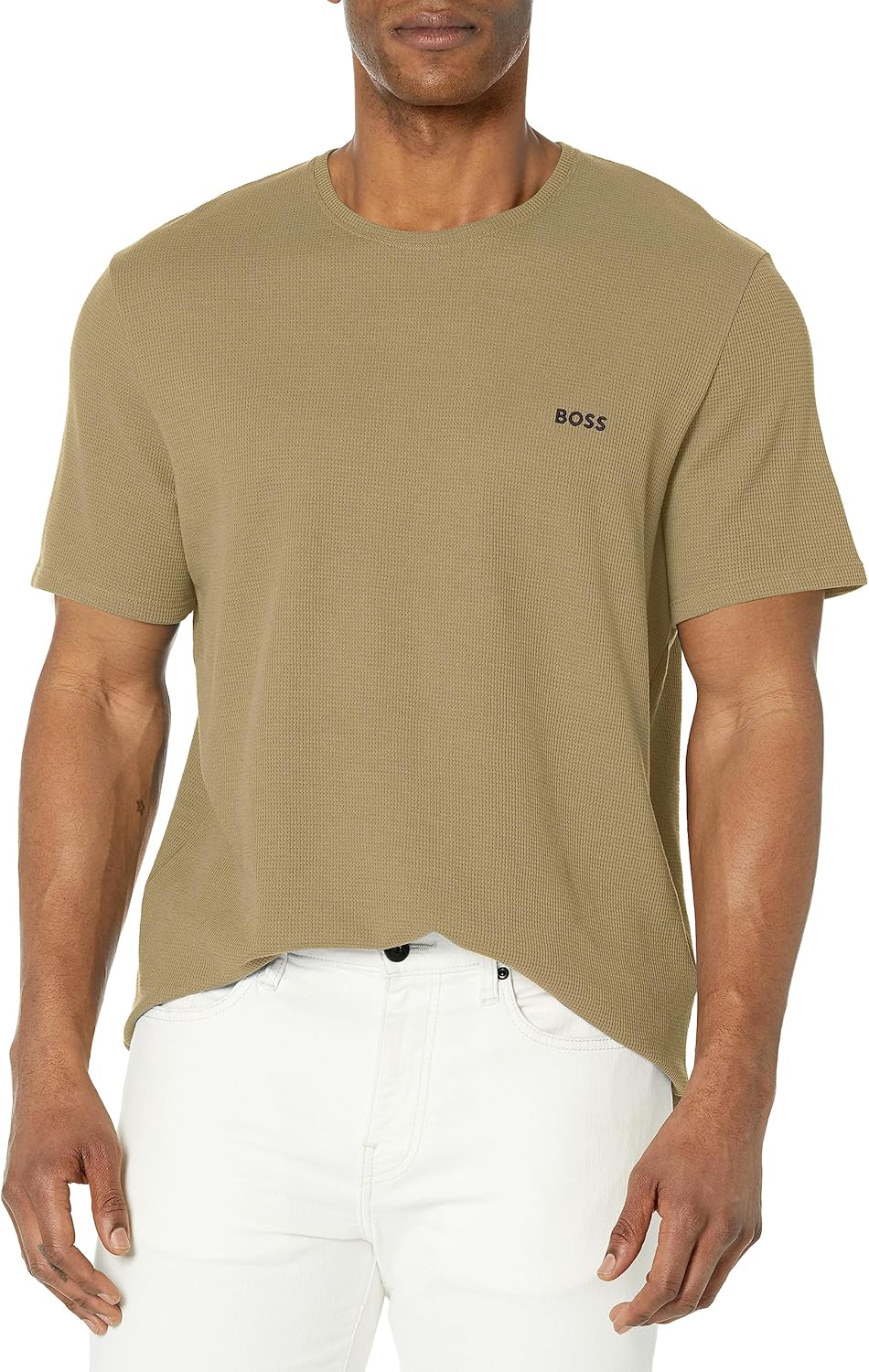 Мужская футболка BOSS с коротким рукавом и контрастным логотипом вафельного цвета, Trout Green
Мужская футболка BOSS с коротким рукавом и контрастным логотипом вафельного цвета, Trout Green