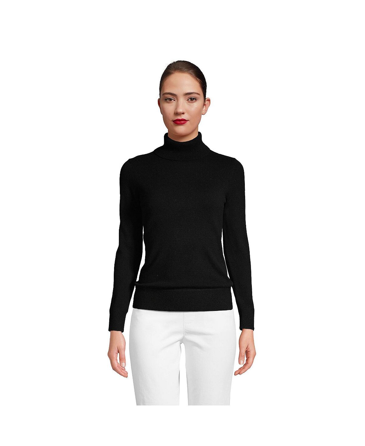 Женский кашемировый свитер с высоким воротником Lands' End, черный
Женский кашемировый свитер с высоким воротником Lands' End, черный