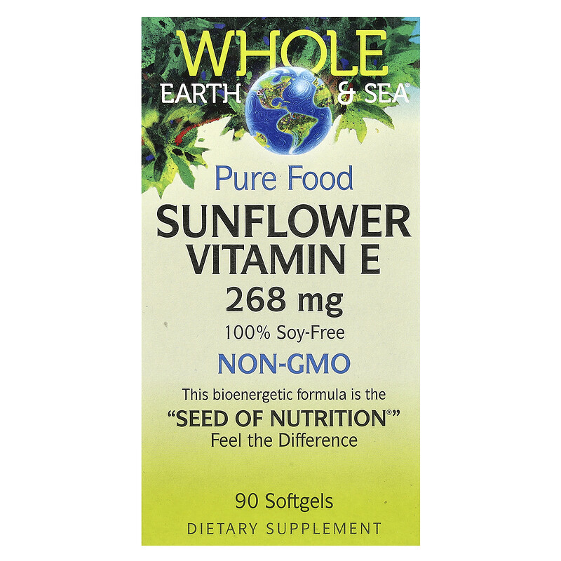 Natural Factors, Whole Earth & Sea, витамин Е из подсолнечника, 268 мг, 90 капсул
Natural Factors, Whole Earth & Sea, витамин Е из подсолнечника, 268 мг, 90 капсул