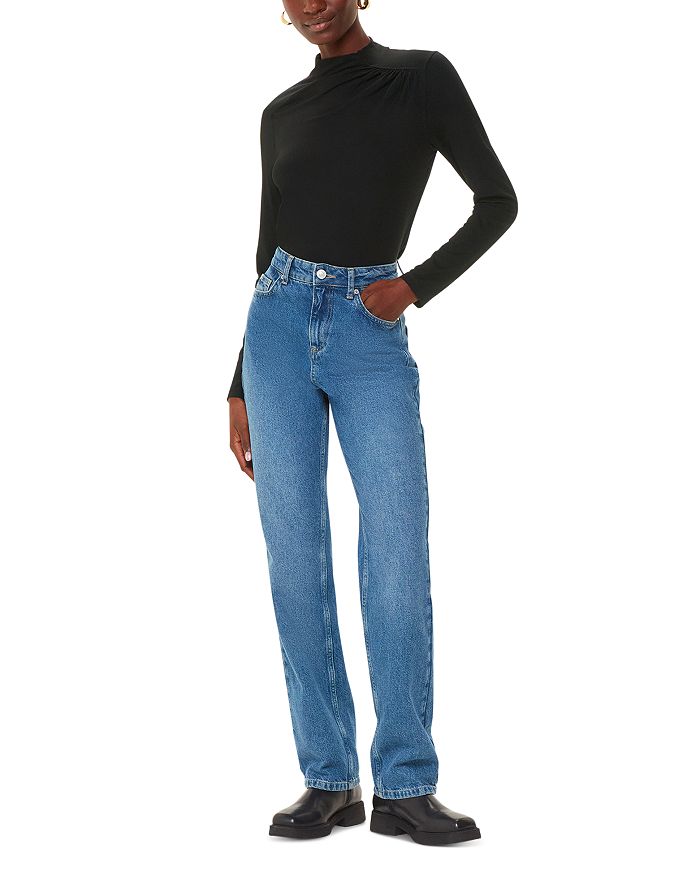 Топ с высоким воротом и сборками спереди Whistles, черный
Топ с высоким воротом и сборками спереди Whistles, черный