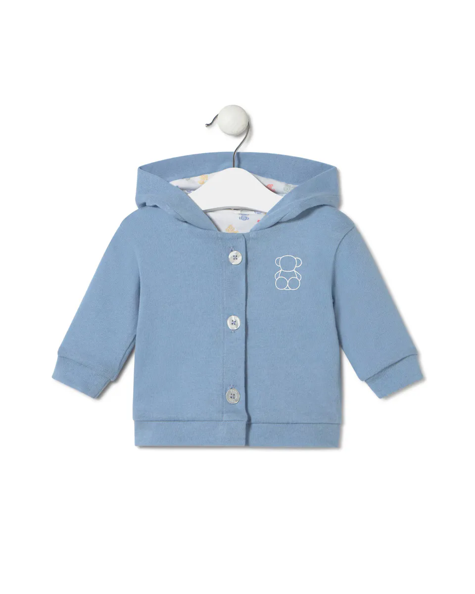 Детская куртка с капюшоном простой вязки Tous, голубой 
Детская куртка с капюшоном простой вязки Tous, голубой