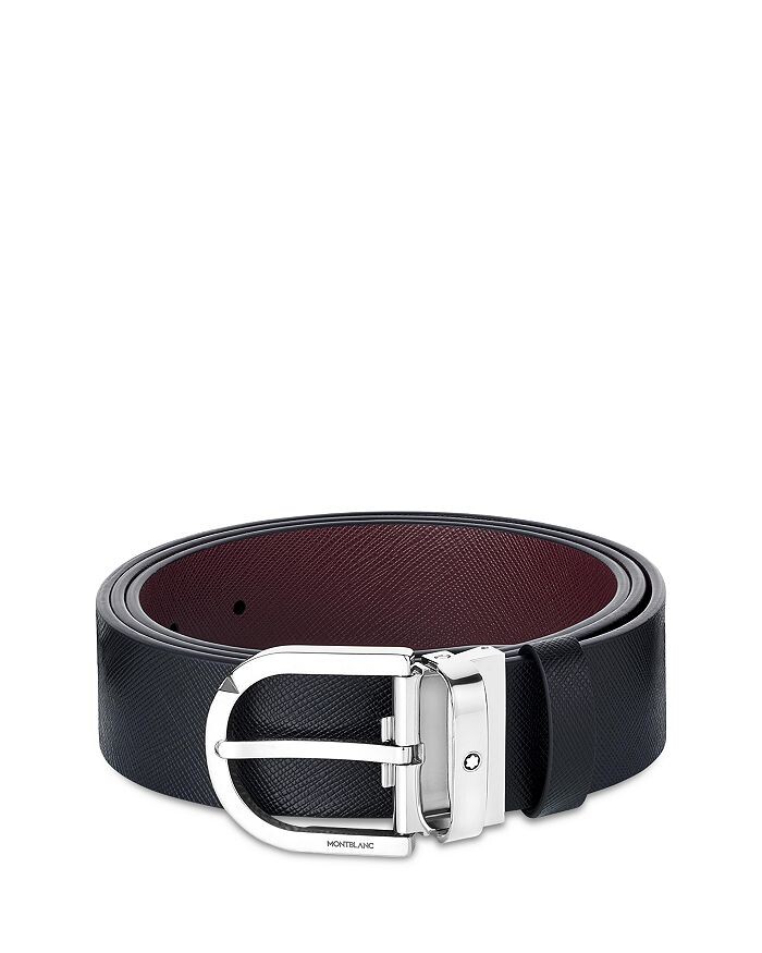 Мужской двусторонний кожаный ремень Montblanc с пряжкой в форме подковы, черный
Мужской двусторонний кожаный ремень Montblanc с пряжкой в форме подковы, черный