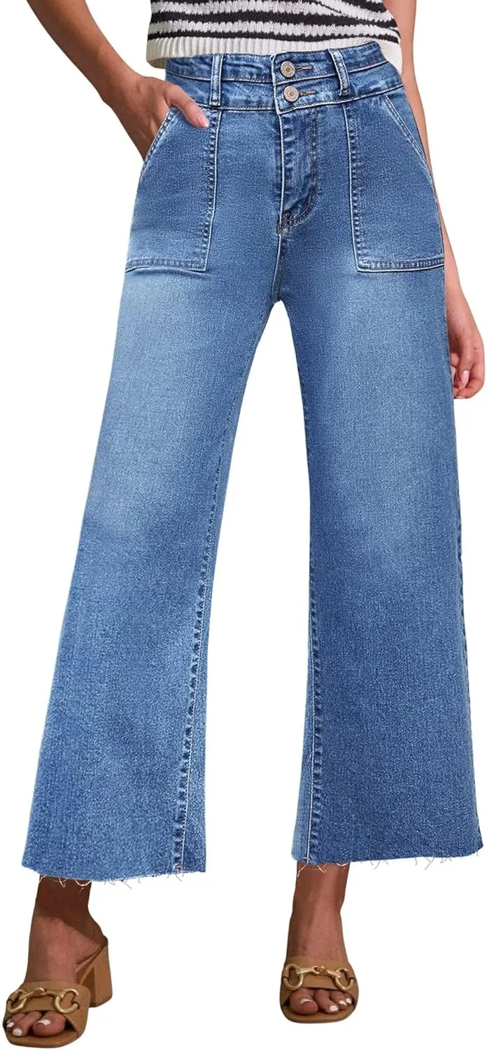 Allimy женские джинсы с высокой посадкой, укороченные, широкие
Allimy женские джинсы с высокой посадкой, укороченные, широкие