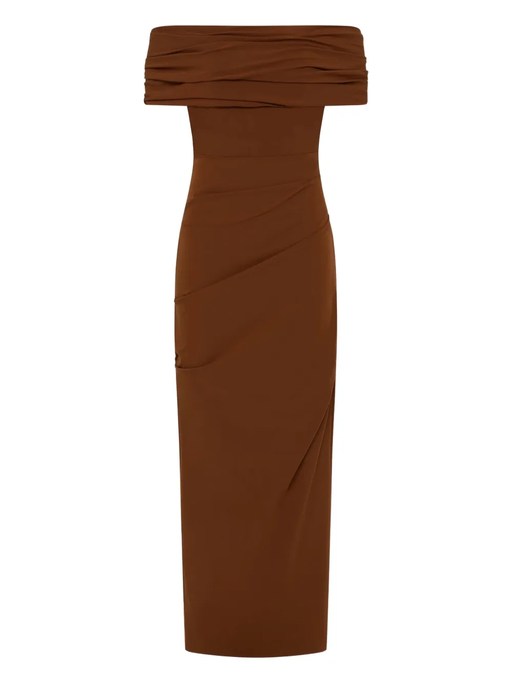 Платье макси Camille с открытыми плечами и драпировкой Rachel Gilbert, коричневый 
Платье макси Camille с открытыми плечами и драпировкой Rachel Gilbert, коричневый