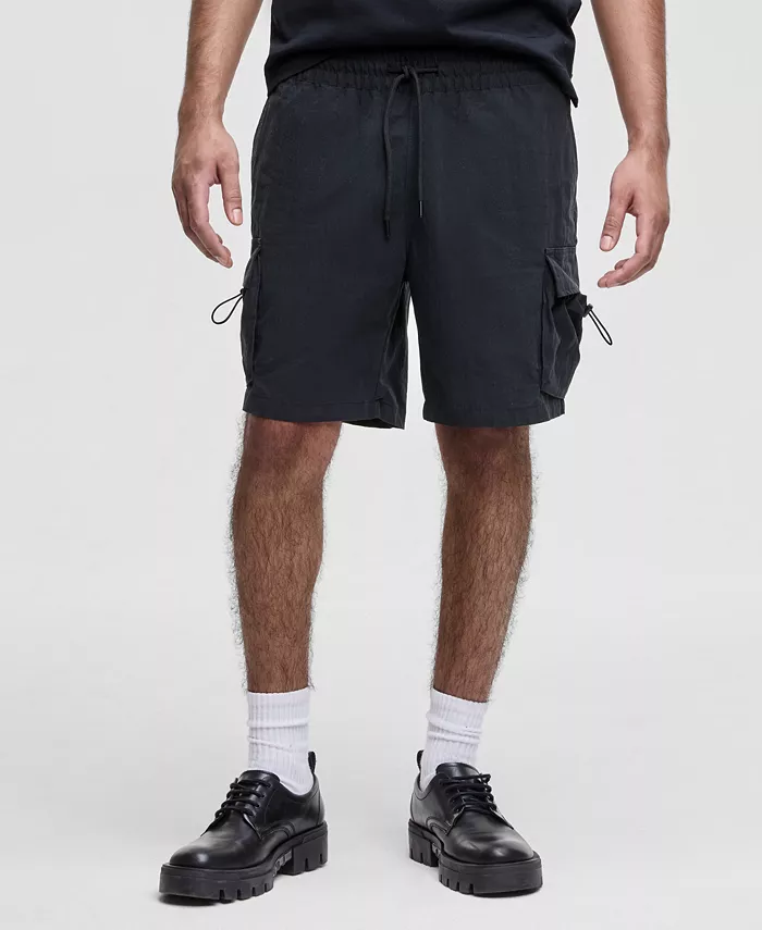 Мужские свободные 7-дюймовые шорты карго с эффектом мятости Mode of One, черный 
Мужские свободные 7-дюймовые шорты карго с эффектом мятости Mode of One, черный